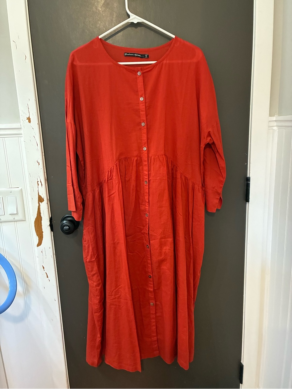 Gudrun Sjoden Orange organic cotton Button-Front Midi Dress